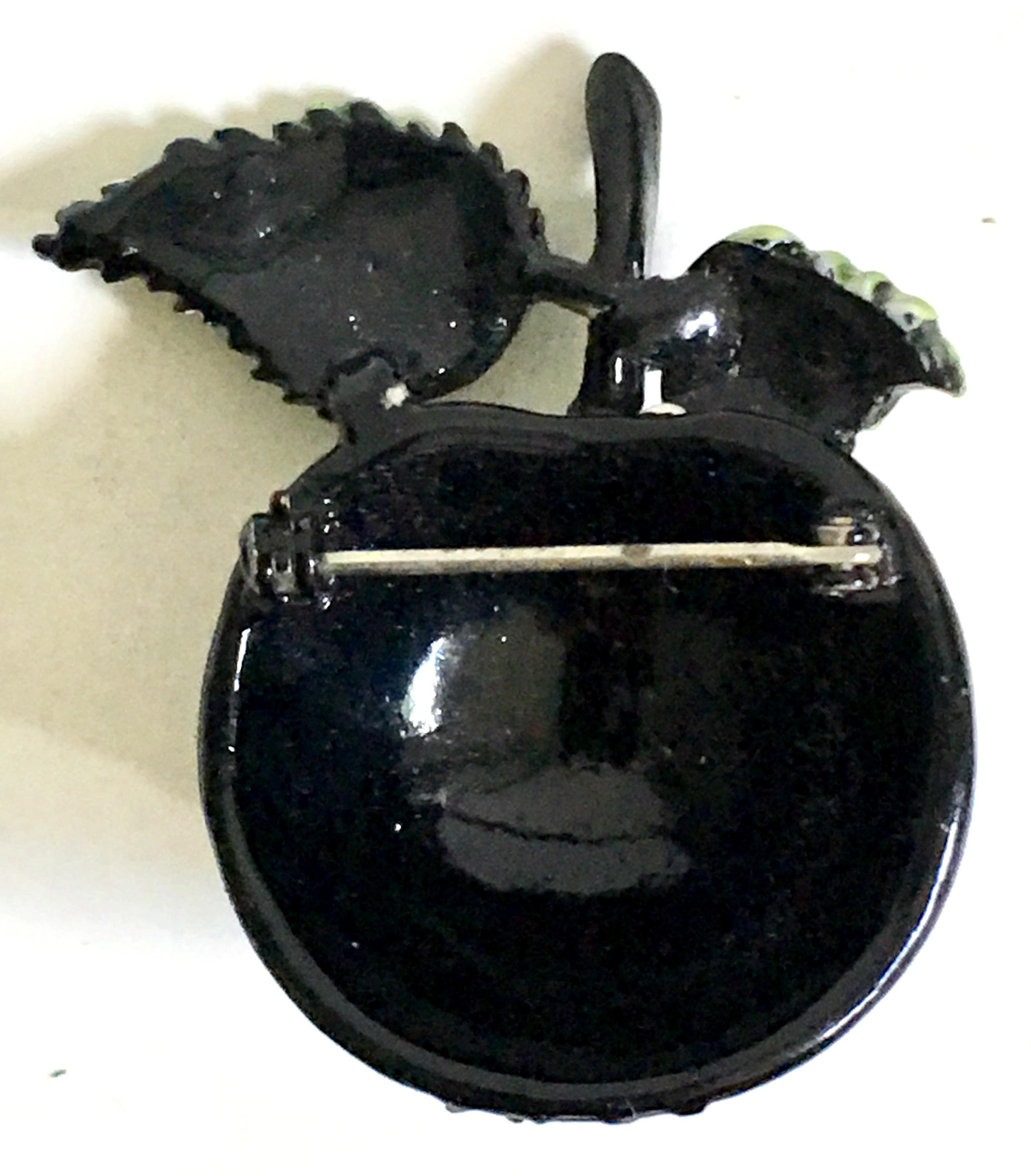 60'S Japanned Milk Glass Forbidden Fruit Brooch & Earrings S/3 By, Hollycraft For Sale 5