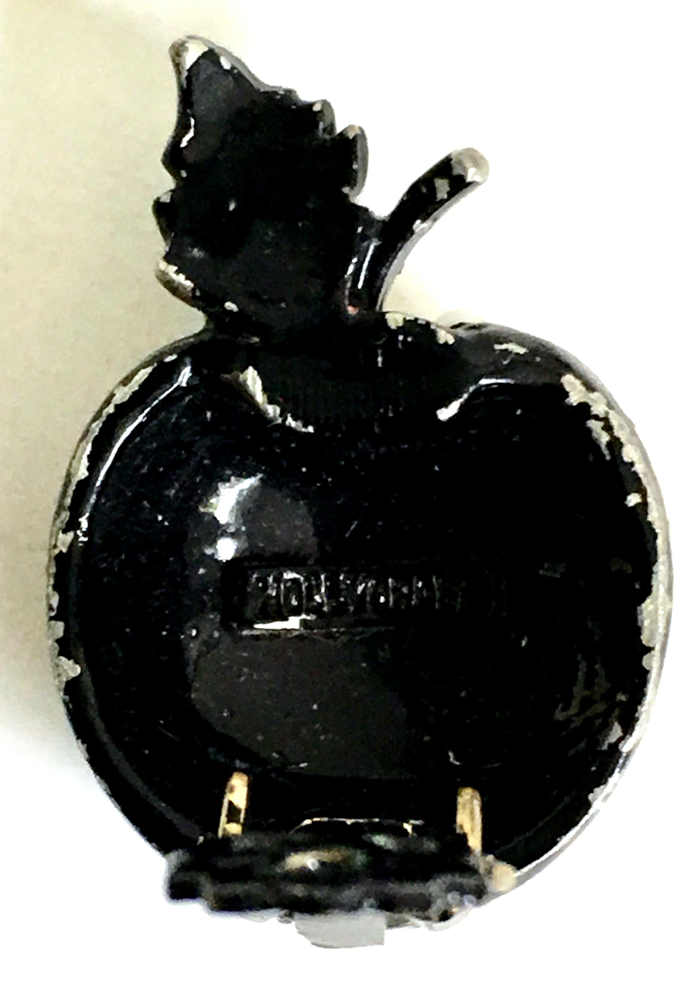 60'S Japanned Milk Glass Forbidden Fruit Brooch & Earrings S/3 By, Hollycraft For Sale 6