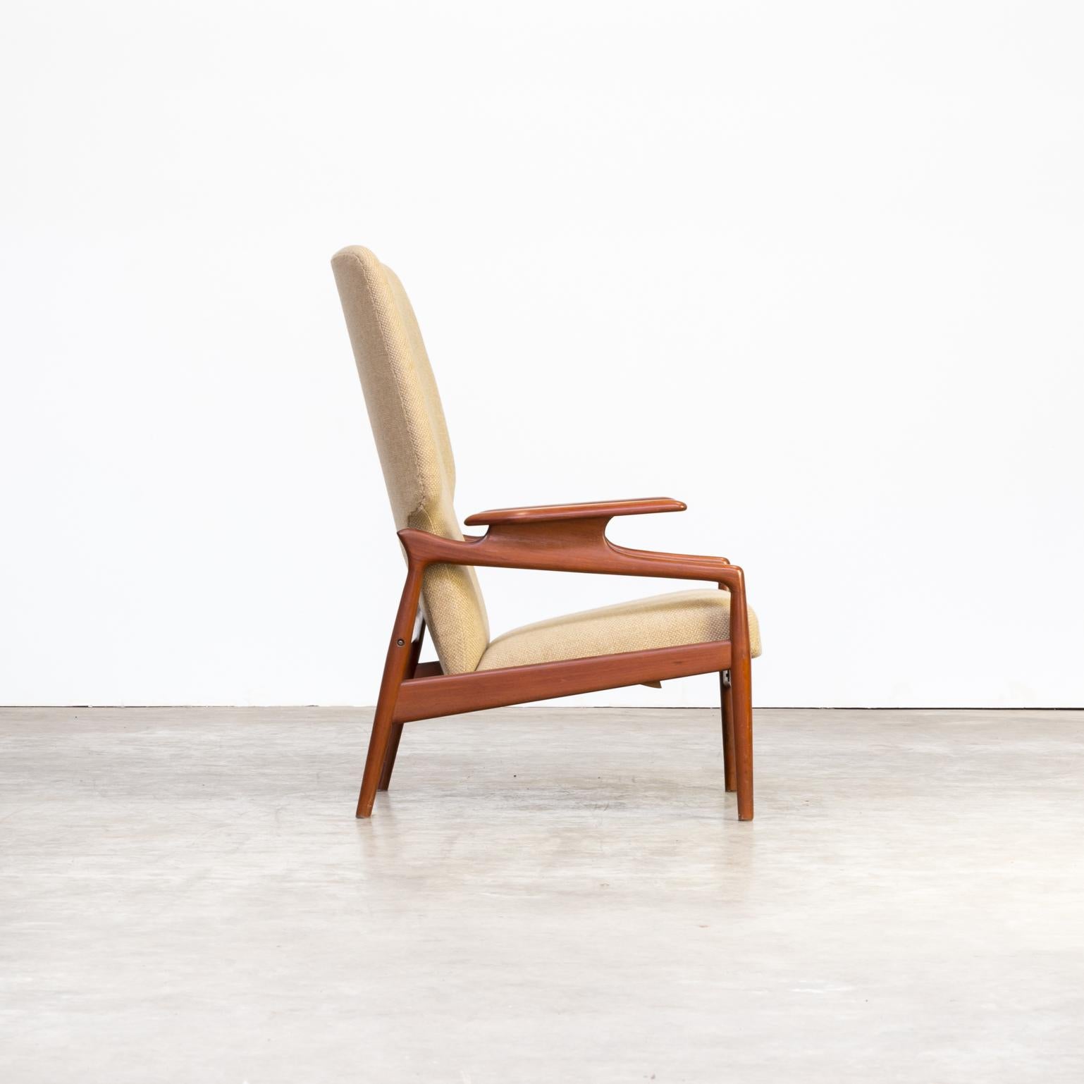 American 1960s John Boné Teak and Wool Adjustable Lounge Chair for Advance Design For Sale