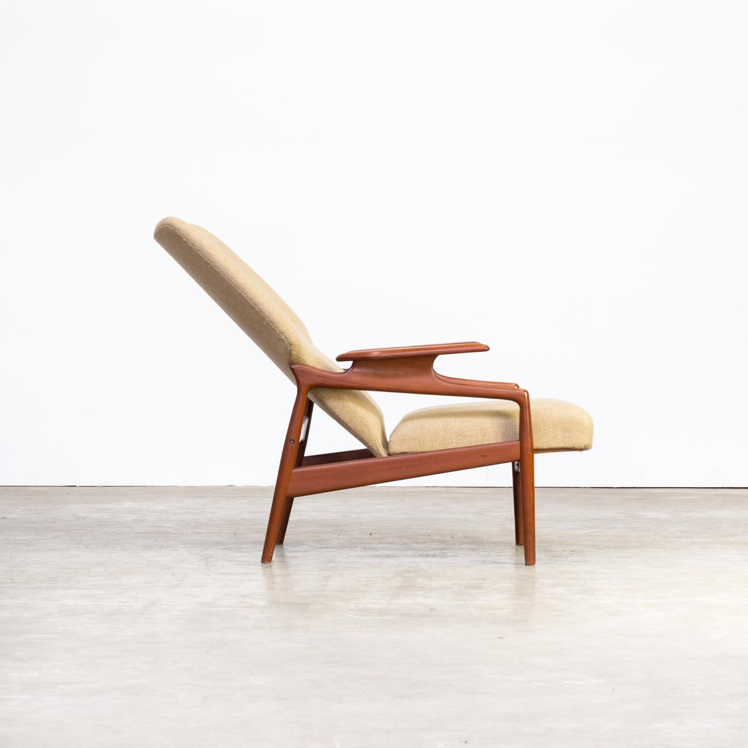 1960s John Boné Teak and Wool Adjustable Lounge Chair for Advance Design In Good Condition For Sale In Amstelveen, Noord