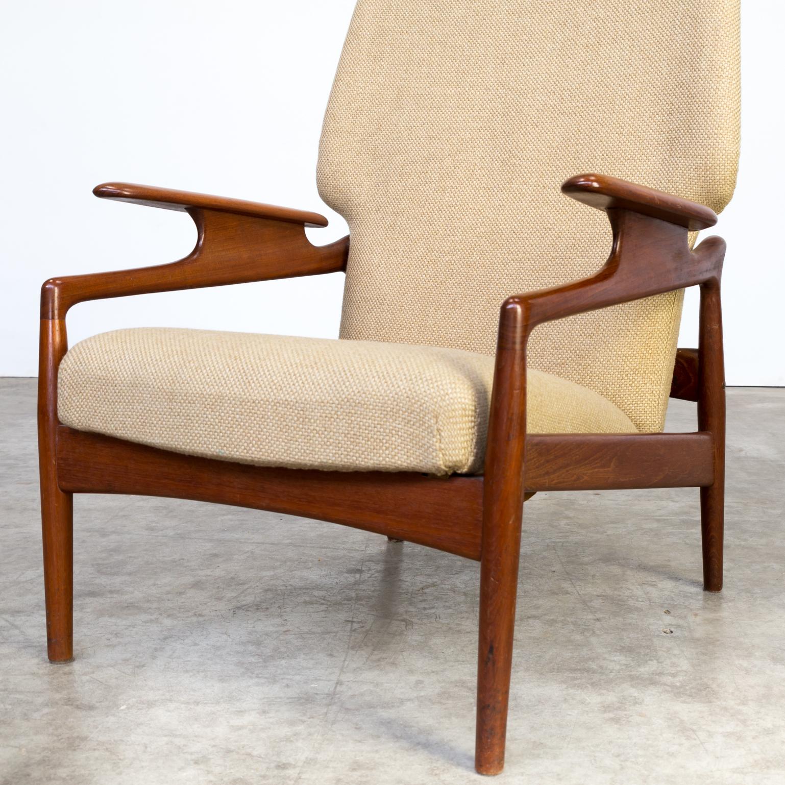 1960s John Boné Teak and Wool Adjustable Lounge Chair for Advance Design For Sale 2