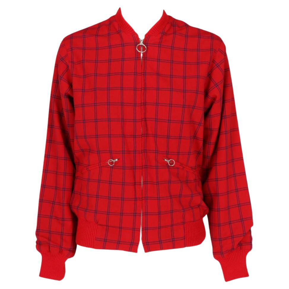 60s Johnny Guitar Checked Red Bomber Jacket For Sale