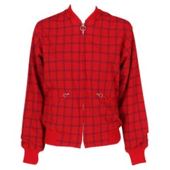 60s Johnny Guitar Checked Red Bomber Jacket