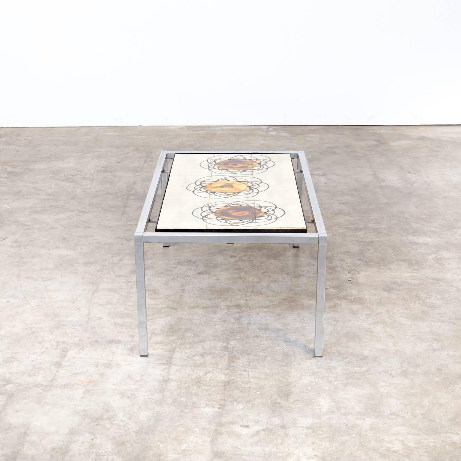 1960s Juliette Belarti hand-painted coffee table. Good condition consistent with age and use.