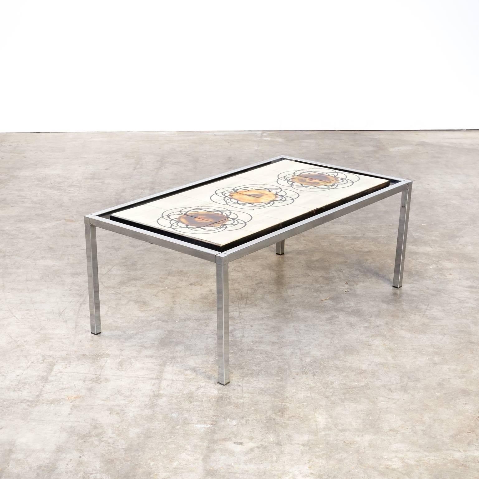 Belgian 1960s Juliette Belarti Hand-Painted Coffee Table For Sale