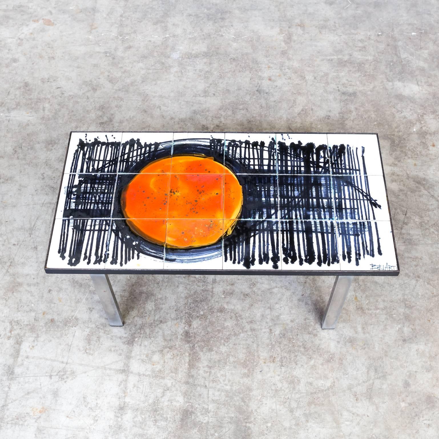 20th Century 1960s Juliette Belarti Hand-Painted Coffee Table For Sale