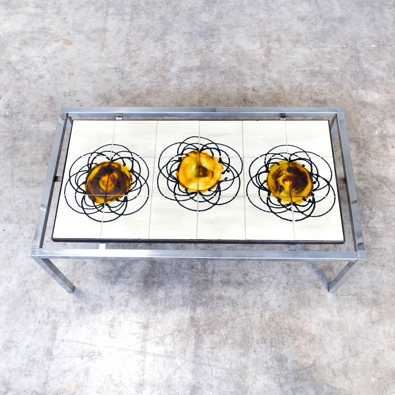 Mid-20th Century 1960s Juliette Belarti Hand-Painted Coffee Table For Sale