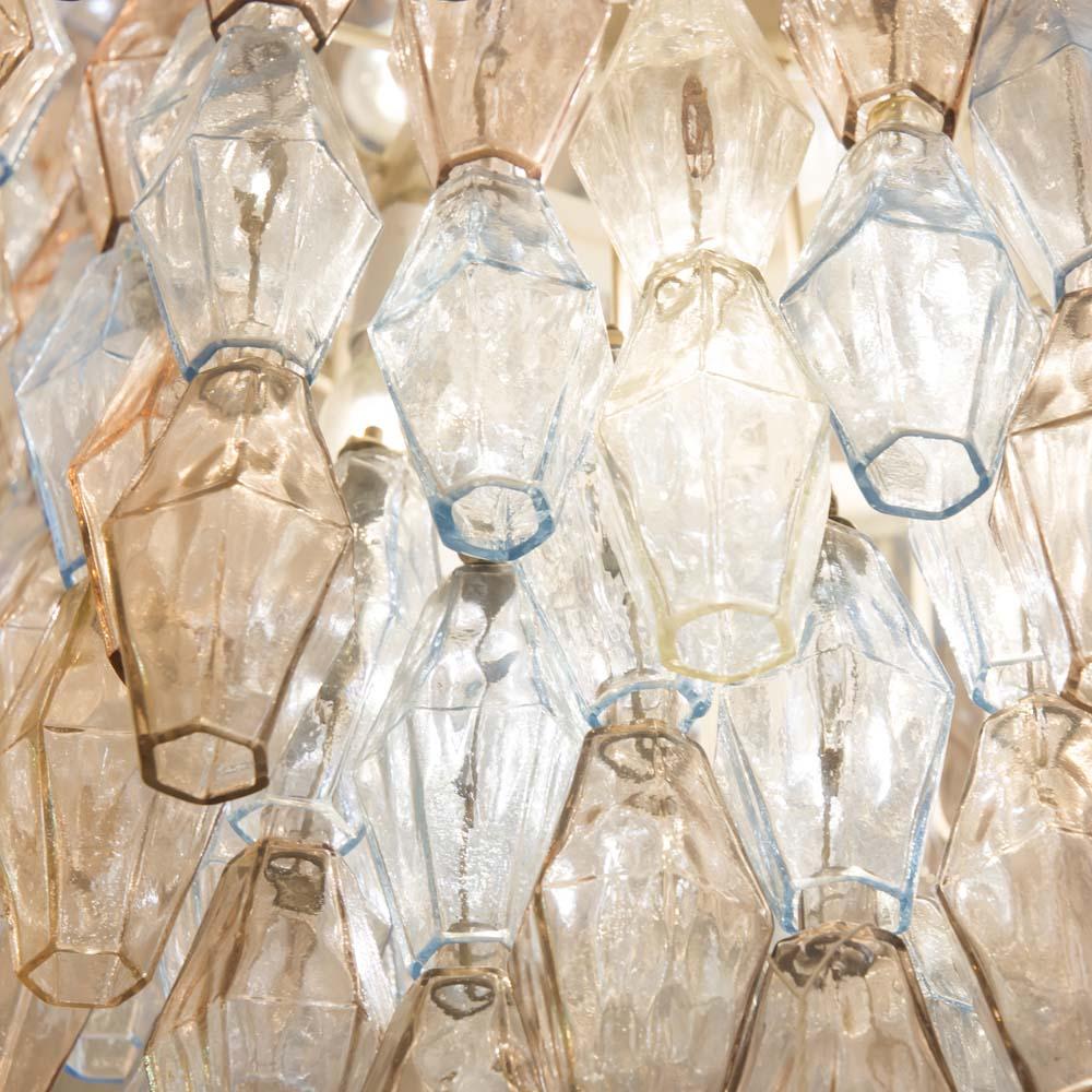 Italian Large Poliedri Clear and Pale Blue Ceiling Light by Carlo Scarpa for Venini For Sale