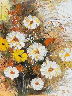 60s Lee Reynolds Vintage Mid Century Modern Abstract Floral Oil Painting Framed