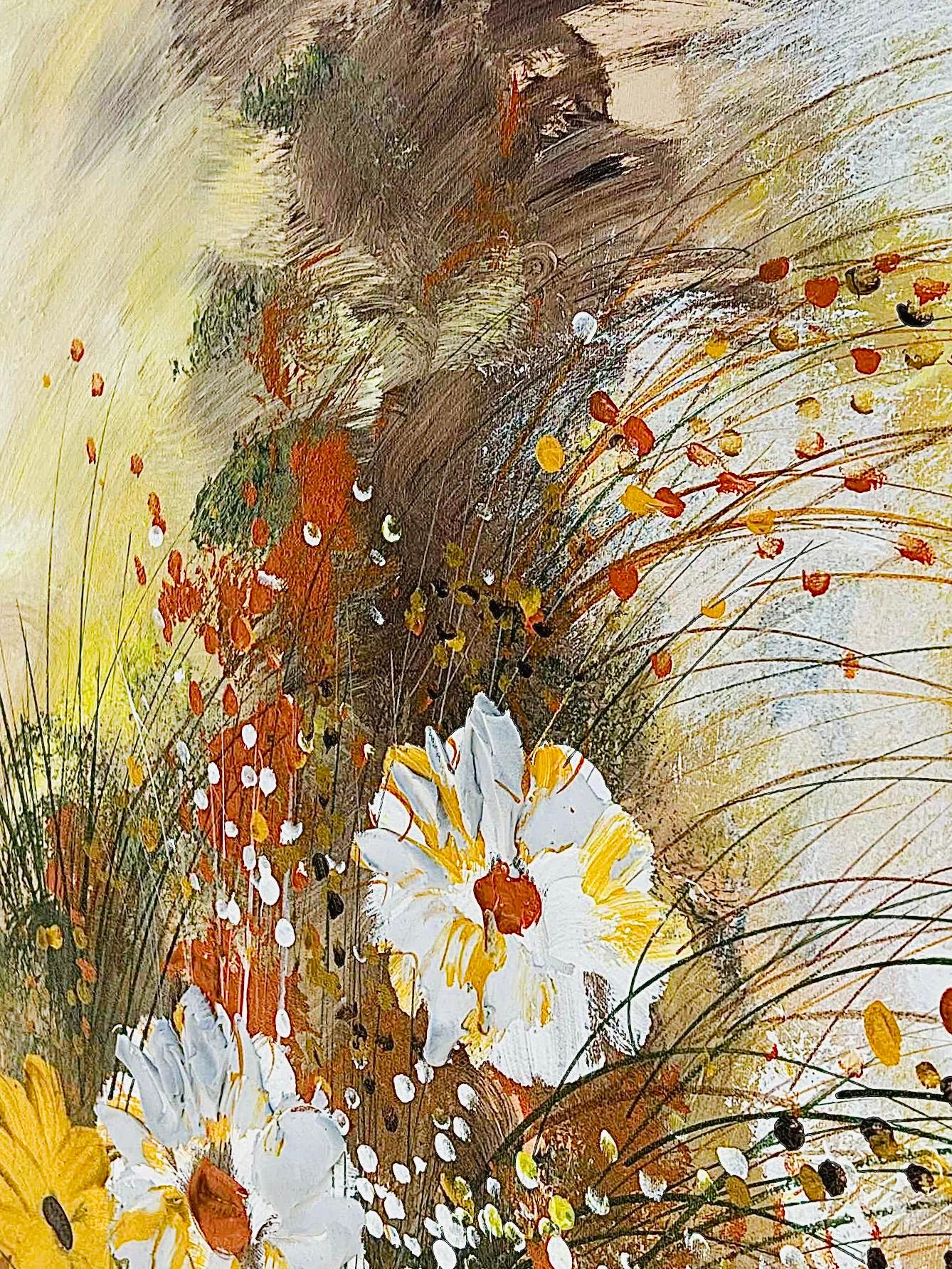 60s Lee Reynolds Vintage Mid Century Modern Abstrakt Floral Ölgemälde Gerahmt (amerikanisch) im Angebot
