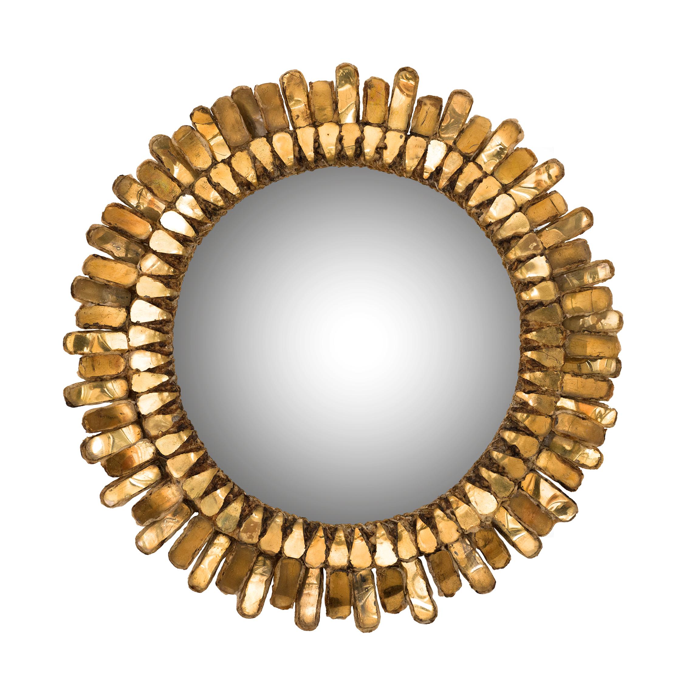 Mid-20th Century '60s Line Vautrin gold Gerbera Mirror in Talosel For Sale