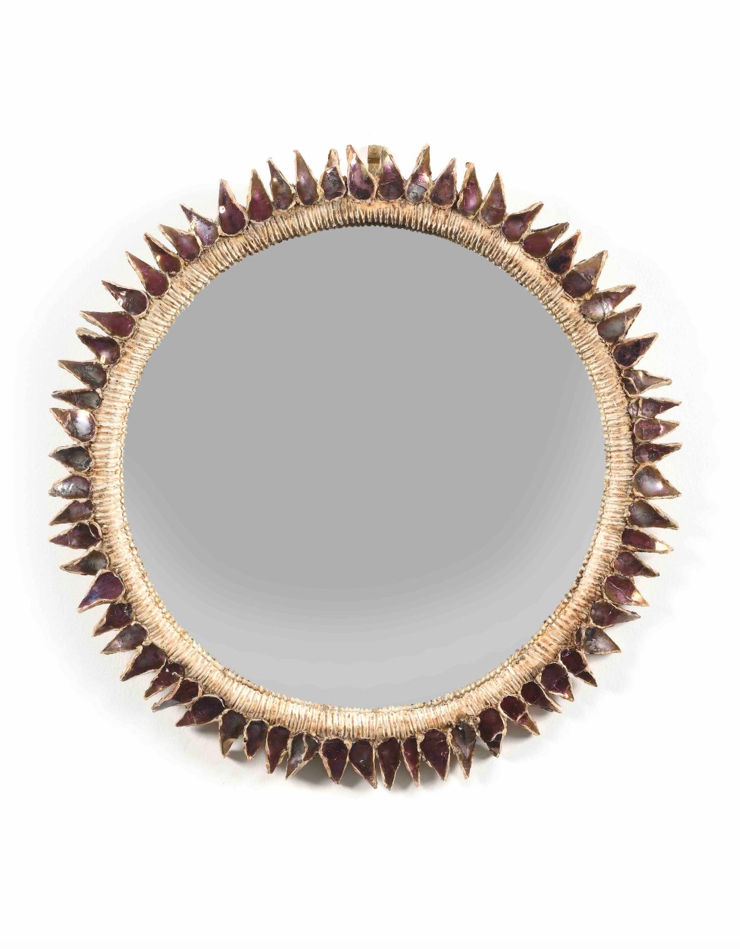 Mid-20th Century Line Vautrin 'Pink Thistle' Mirror from the '60s For Sale