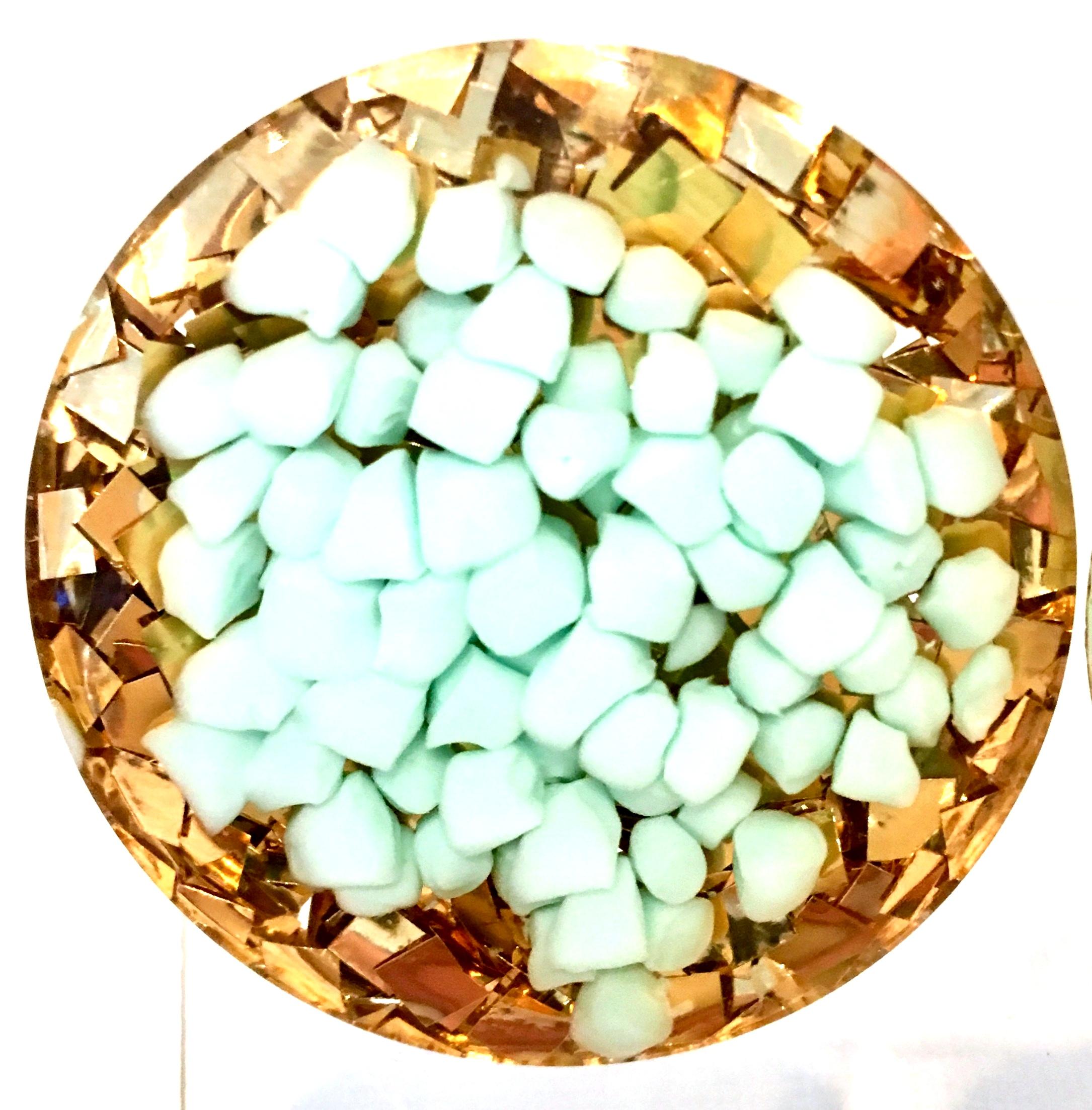 60'S Lucite Gold & Aqua Fleck Confetti Earrings For Sale 3