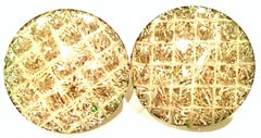 60'S Lucite Gold Fleck Confetti Disc Earrings