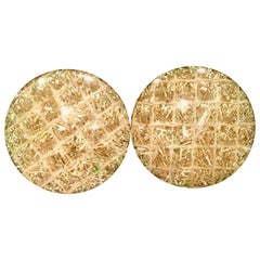 60'S Lucite Gold Fleck Confetti Disc Earrings
