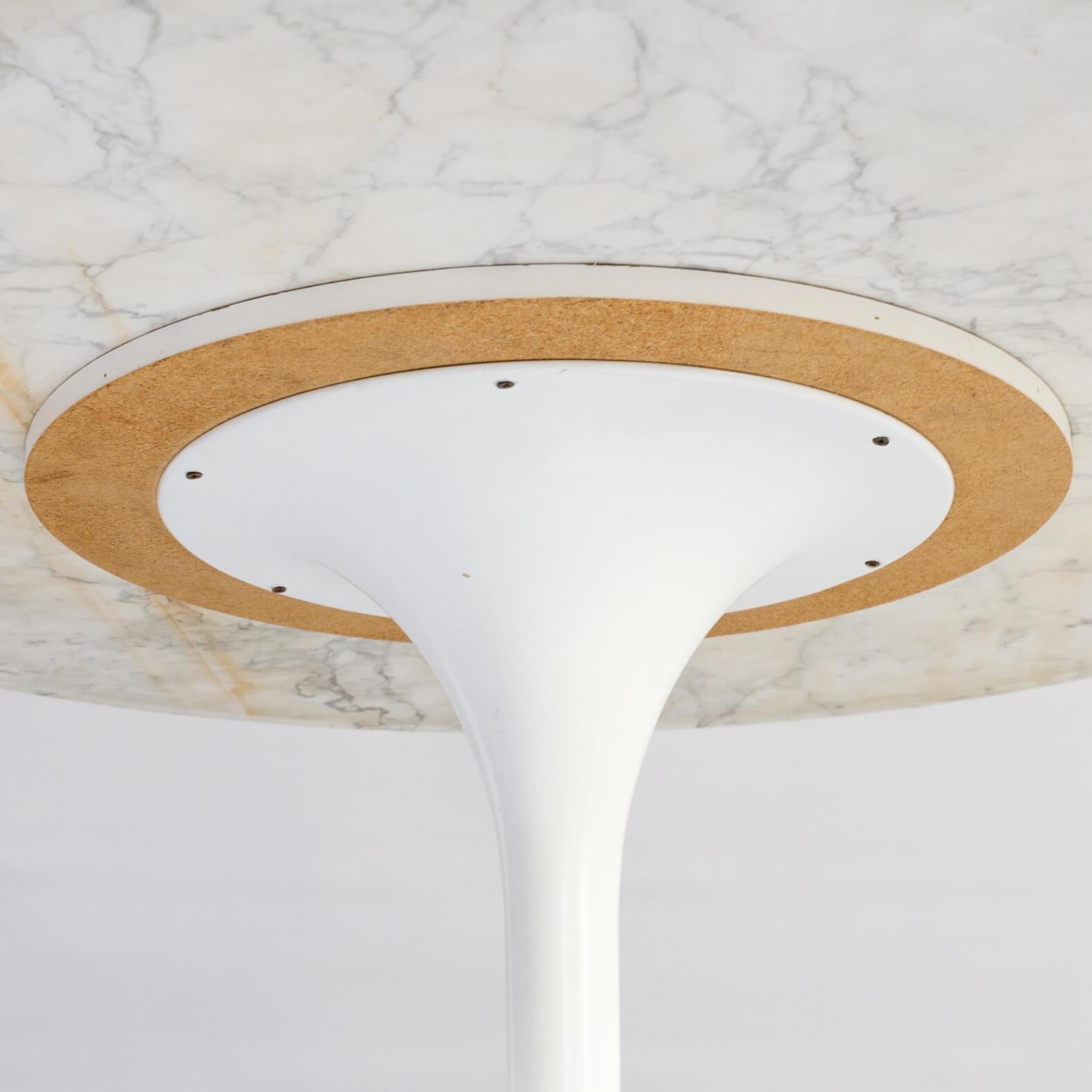 1960s Marble Round Table on Trumpet Foot Attr Rudi Bonzanini For Sale 1