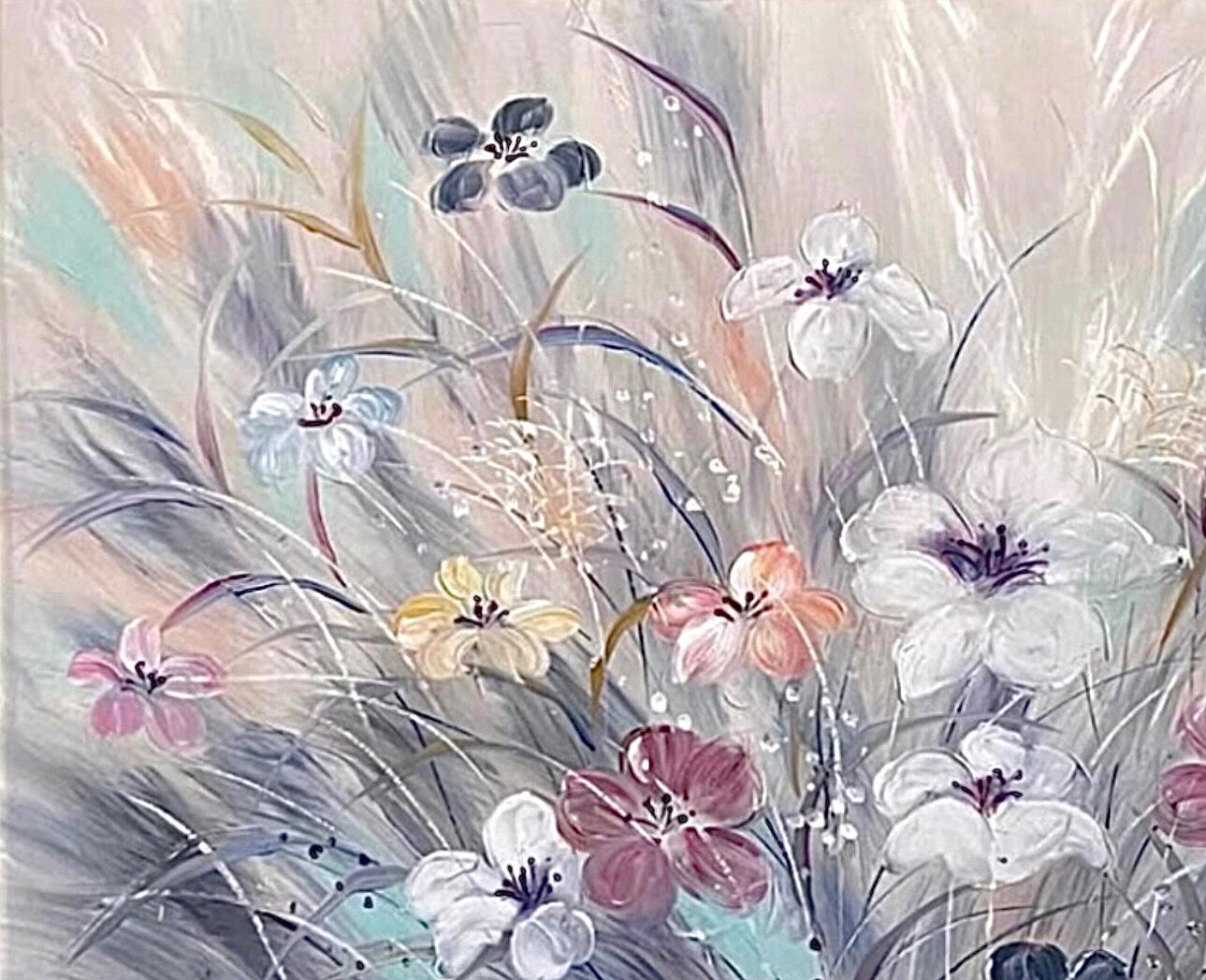Pintura al óleo 60s Massive Lee Reynolds Abstract Mid Century Modern Wild Flowers en Bueno estado para la venta en St.Petersburg, FL