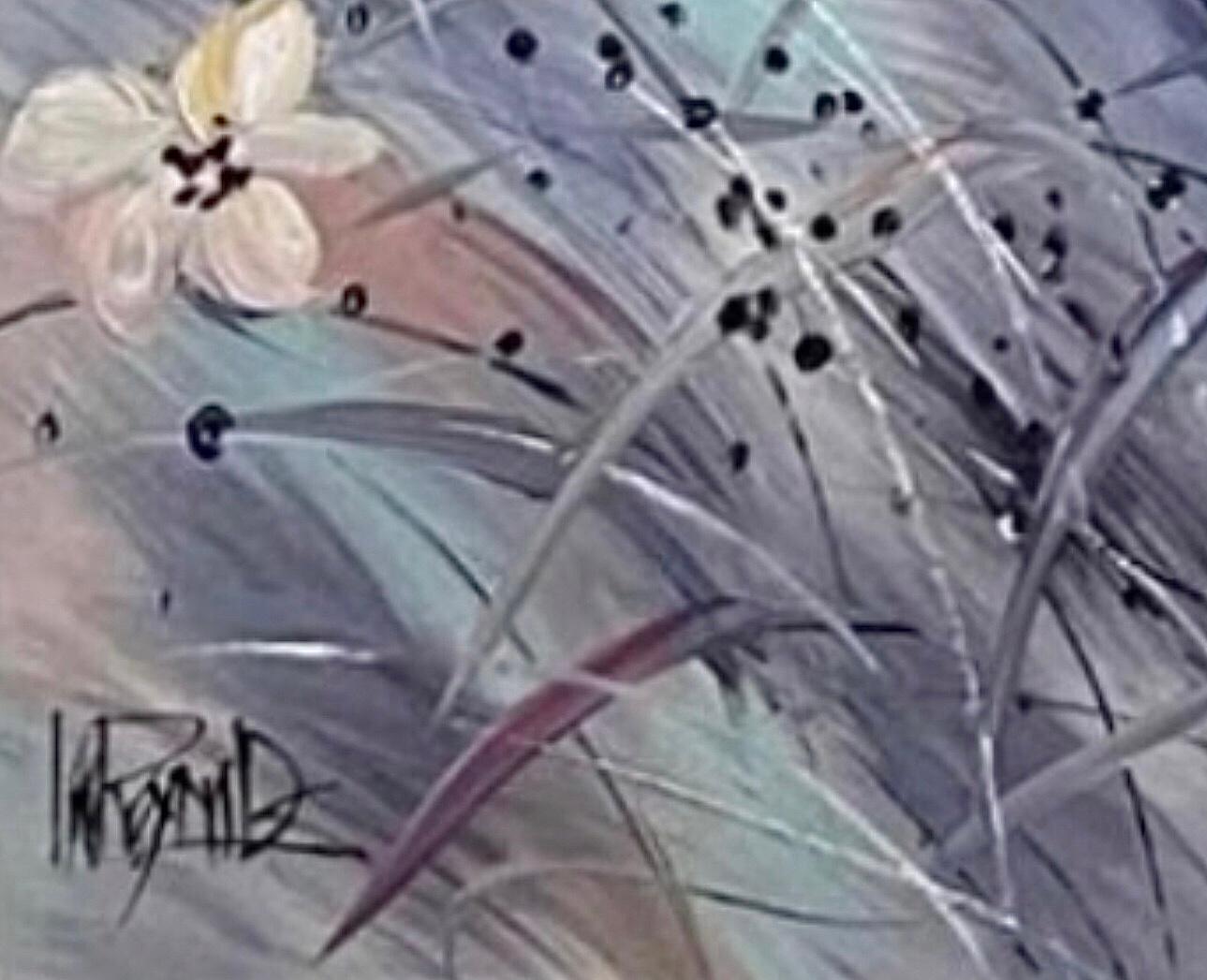 Pintura al óleo 60s Massive Lee Reynolds Abstract Mid Century Modern Wild Flowers siglo XX en venta
