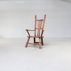 60s Massive Oak Brutalist Lounge Fauteuil