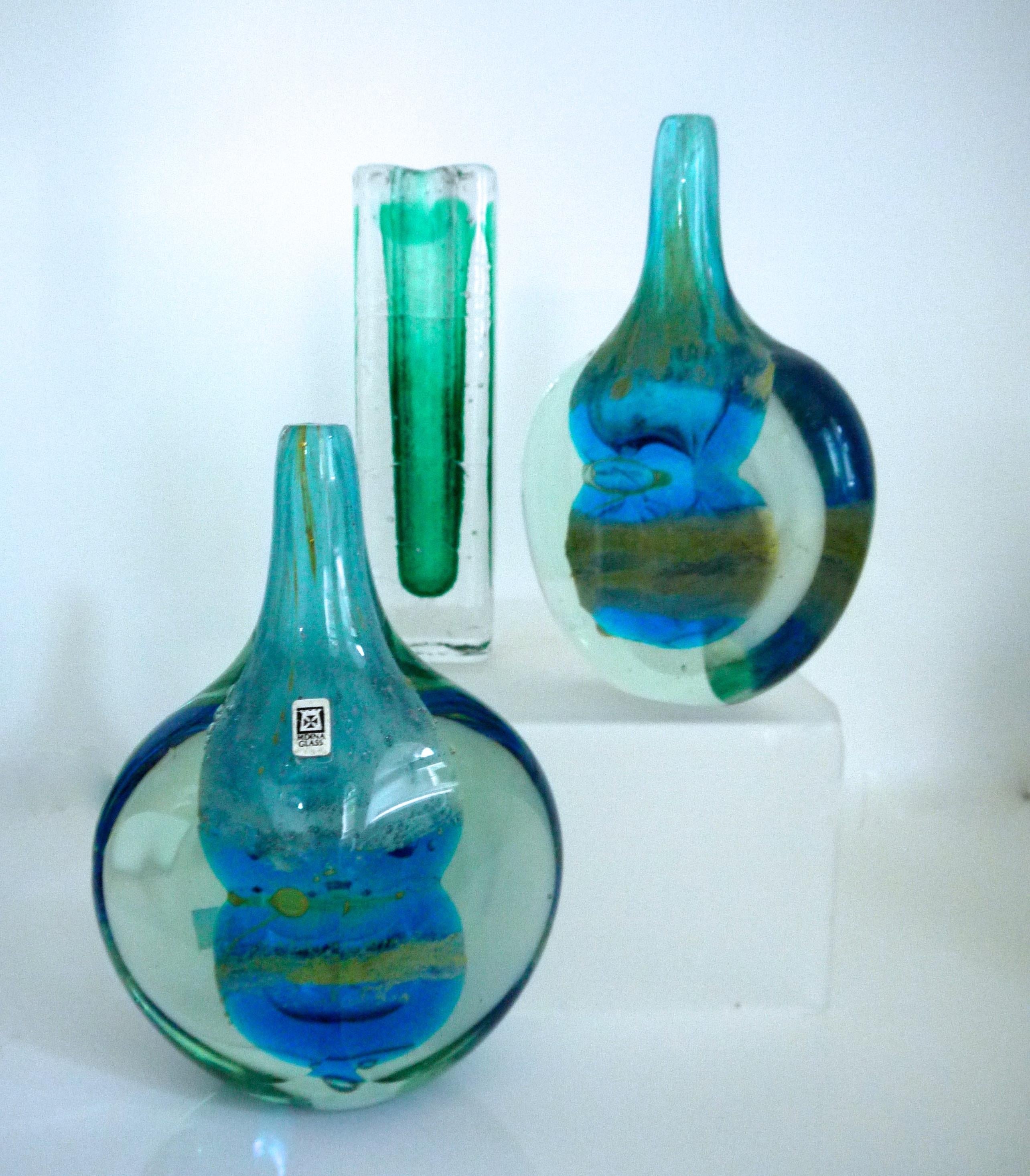 Art Glass 60s Mdina 'Lollipops' by Michael Harris, Signed, Sun, Sea and Sand Period For Sale