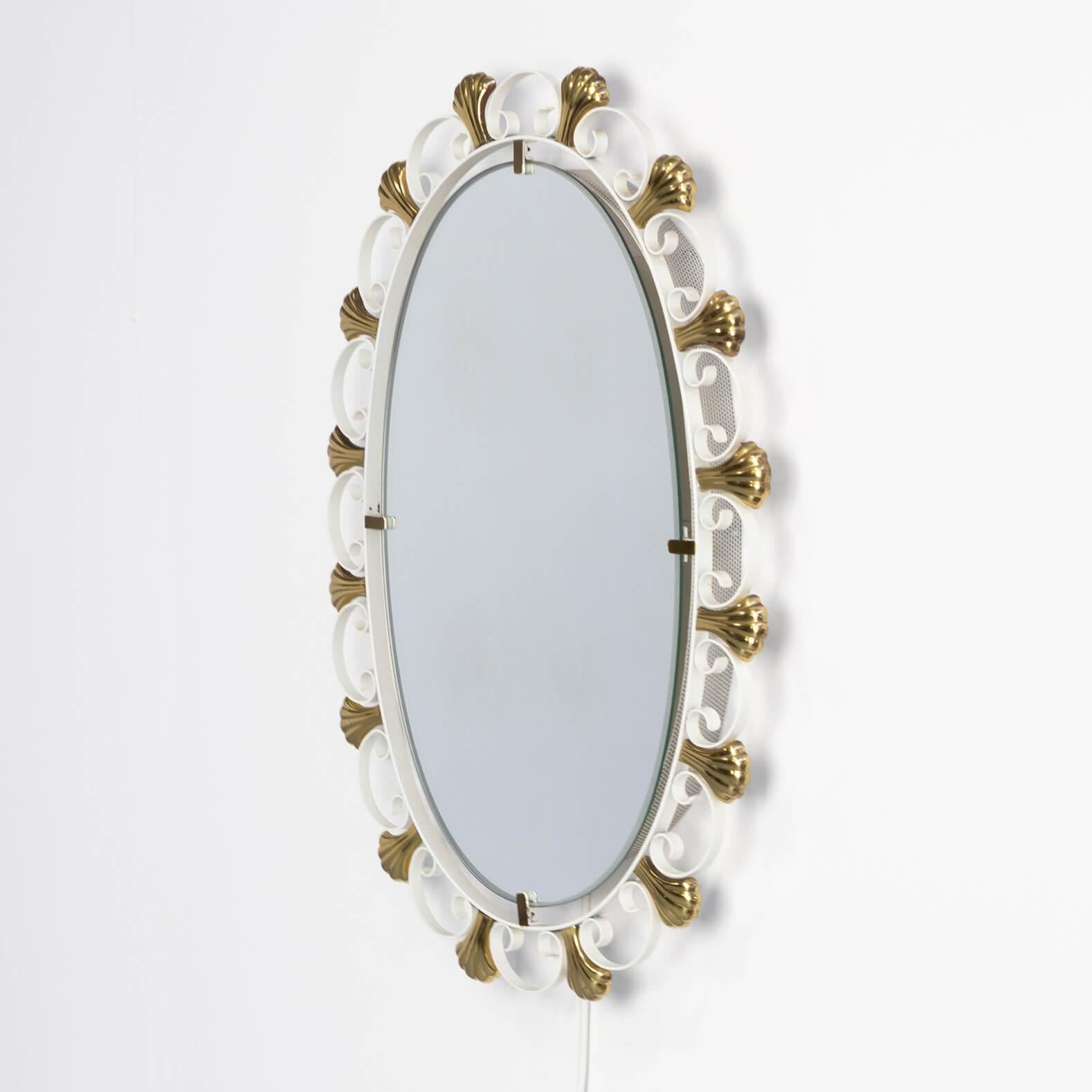 Mid-Century Modern 1960s Metal and Brass Mirror for Hillebrand For Sale
