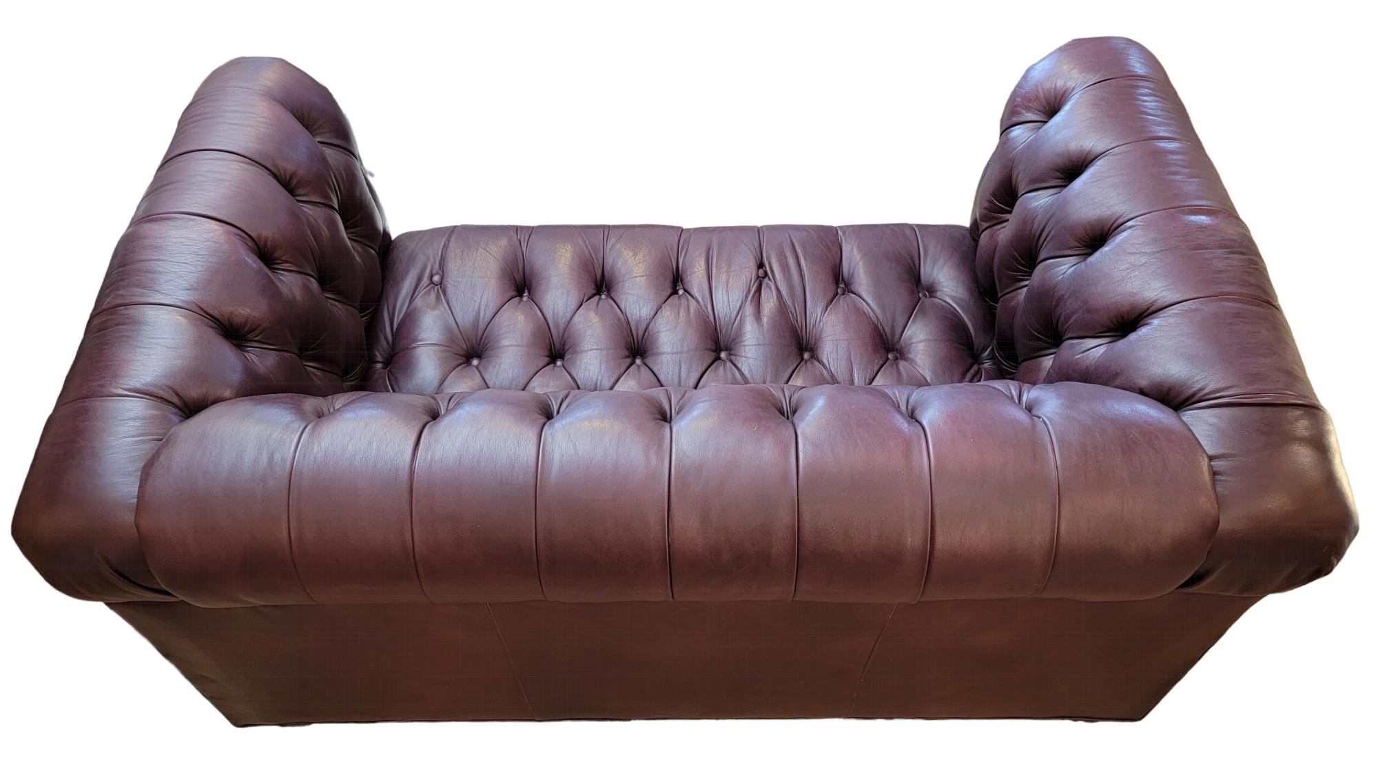 Leather 60s Mid Century English Chesterfield Sofa