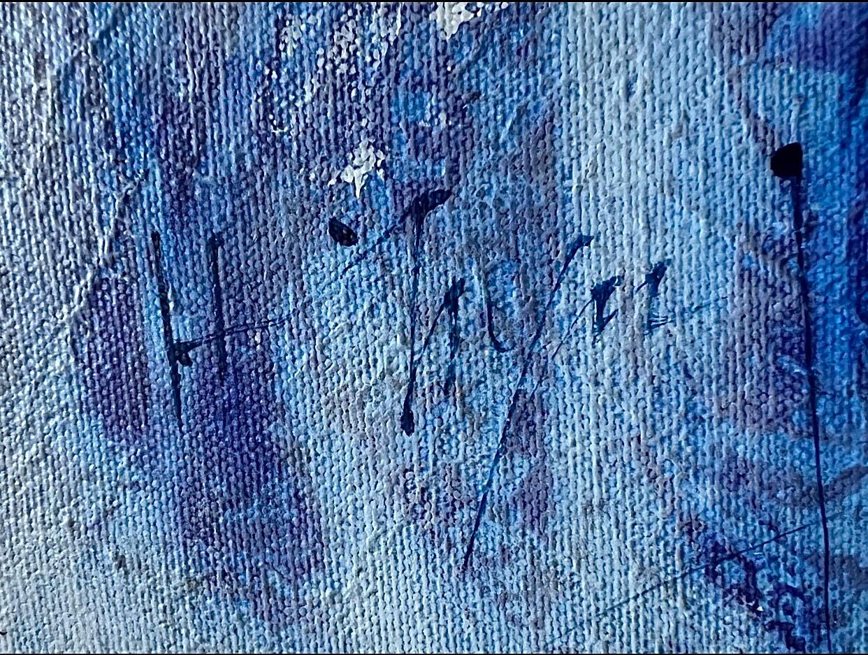 Abstrakte Stadtlandschaft, Heshi Yu, Naive Chinese Modernist, Gemälde O/C, Mitte des Jahrhunderts, 60er Jahre im Angebot 2