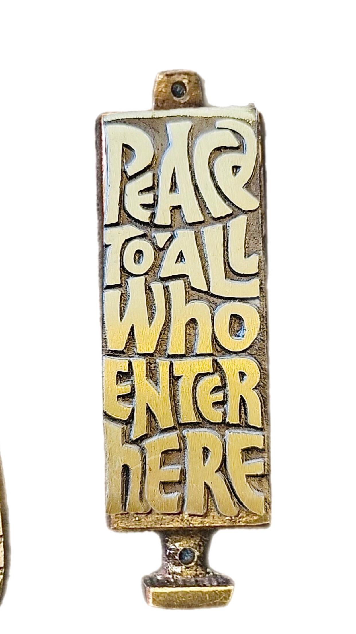 Mid-Century Modern 60s Mid Century Modern New Home Gift Jewish Door Blessing Peace Mezuzah Israel For Sale