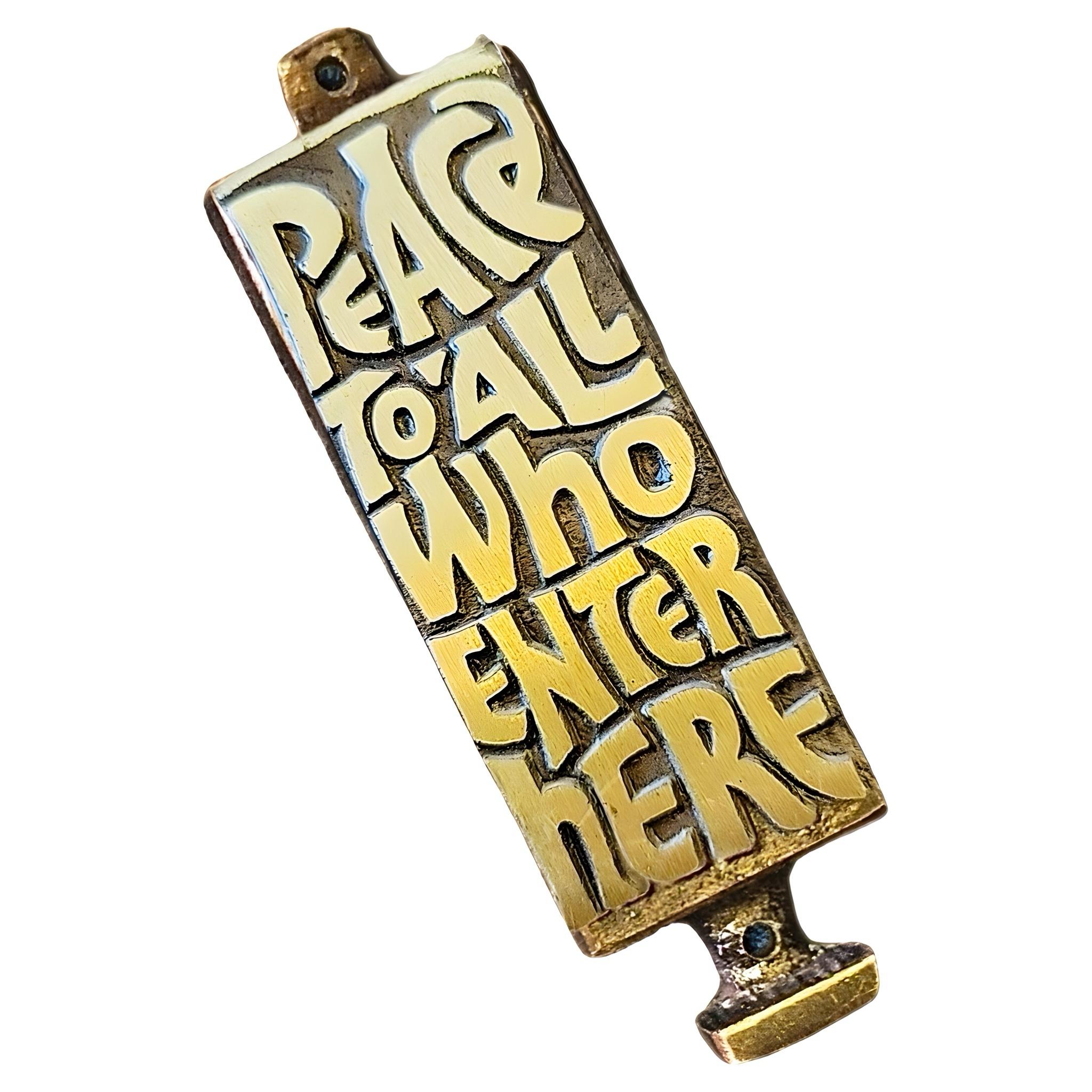 20th Century 60s Mid Century Modern New Home Gift Jewish Door Blessing Peace Mezuzah Israel For Sale
