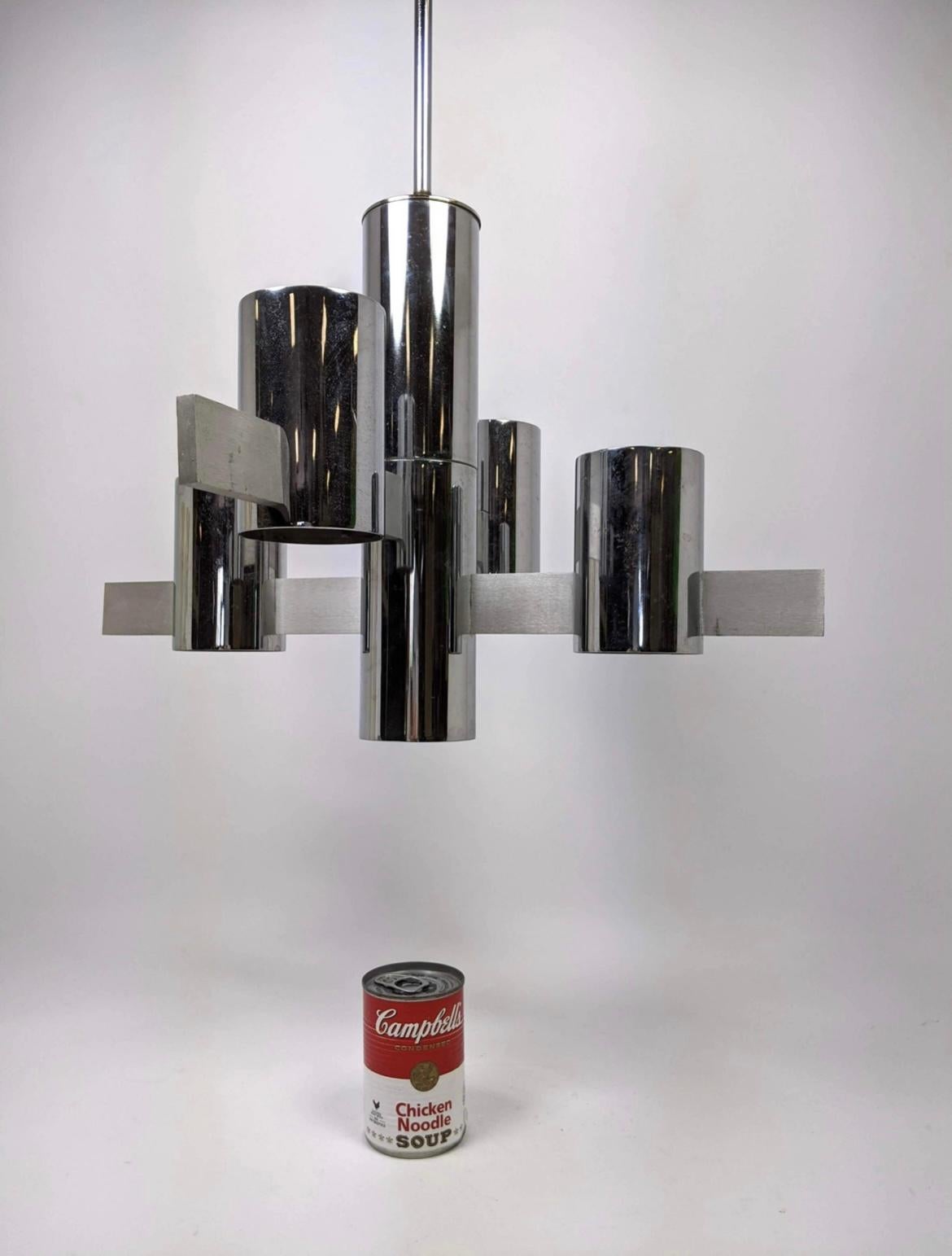 60s Mid Century Modernist Italian Sciolari Chrome Chandelier For Sale 3