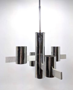 Lustre italien Sciolari chromé moderniste du milieu du siècle dernier, années 60