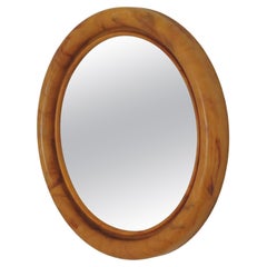 60's Mid Century Retro English Butterscotch Marbled Round Bathroom Mirror
