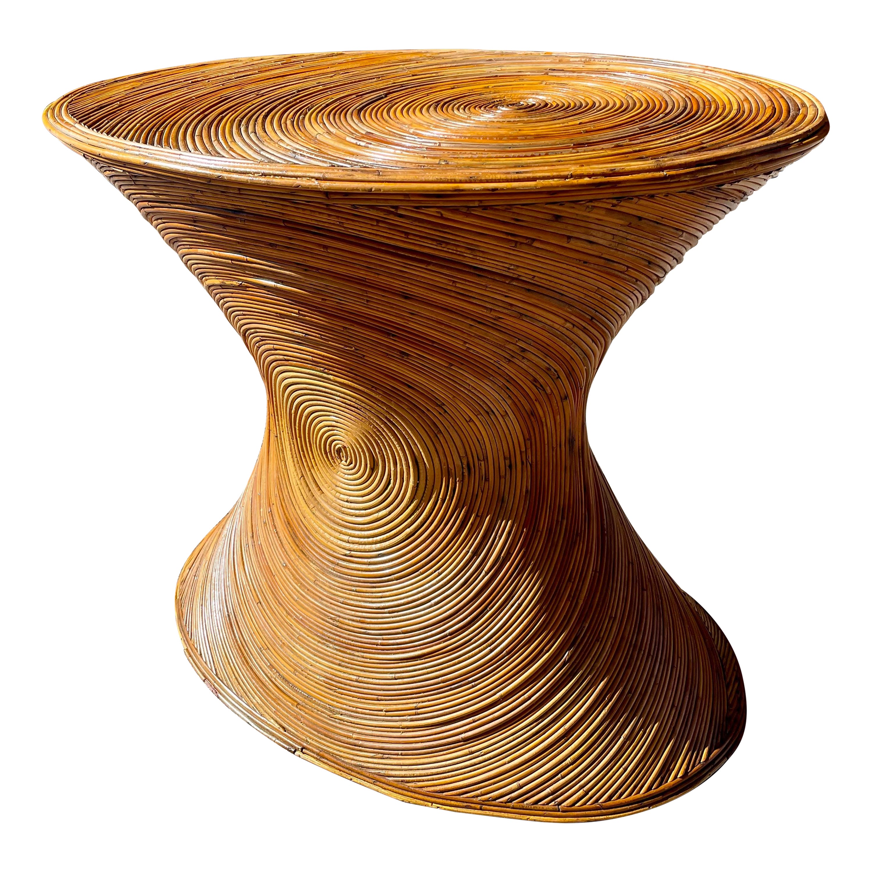 60s Mid Mod Boho Pencil Reed Bamboo Console Side Table