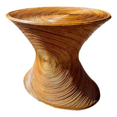 60s Mid Mod Boho Pencil Reed Bamboo Console Side Table