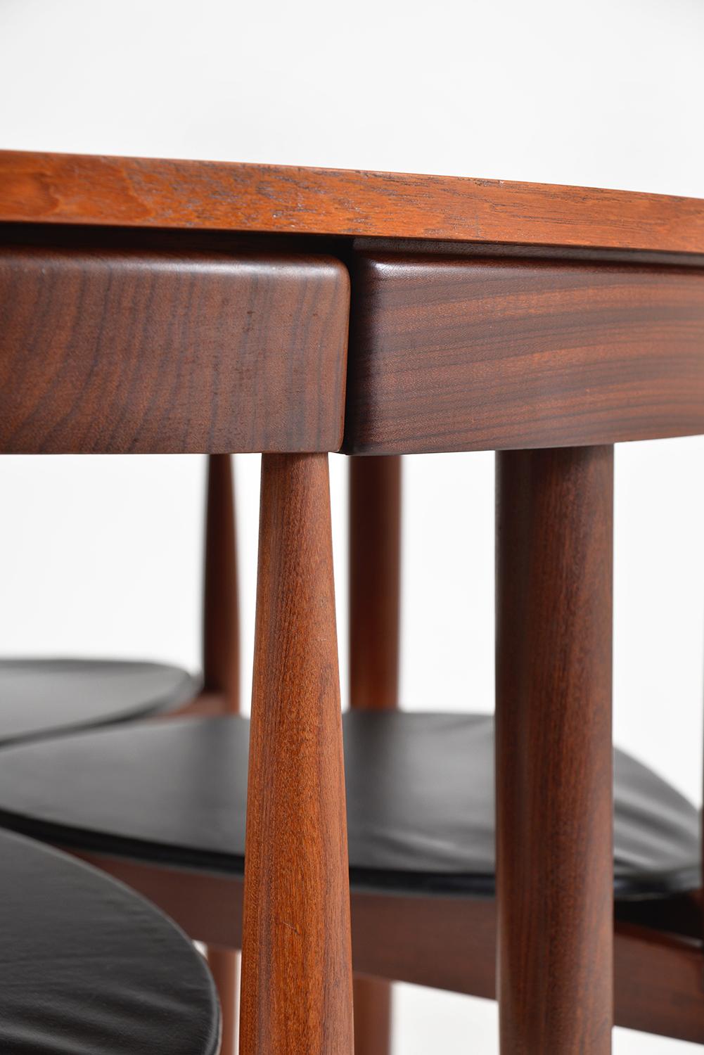 60s Midcentury Modern Danish Teak Frem Rojle ‘Roundette’ Dining Suite Hans Olsen 2