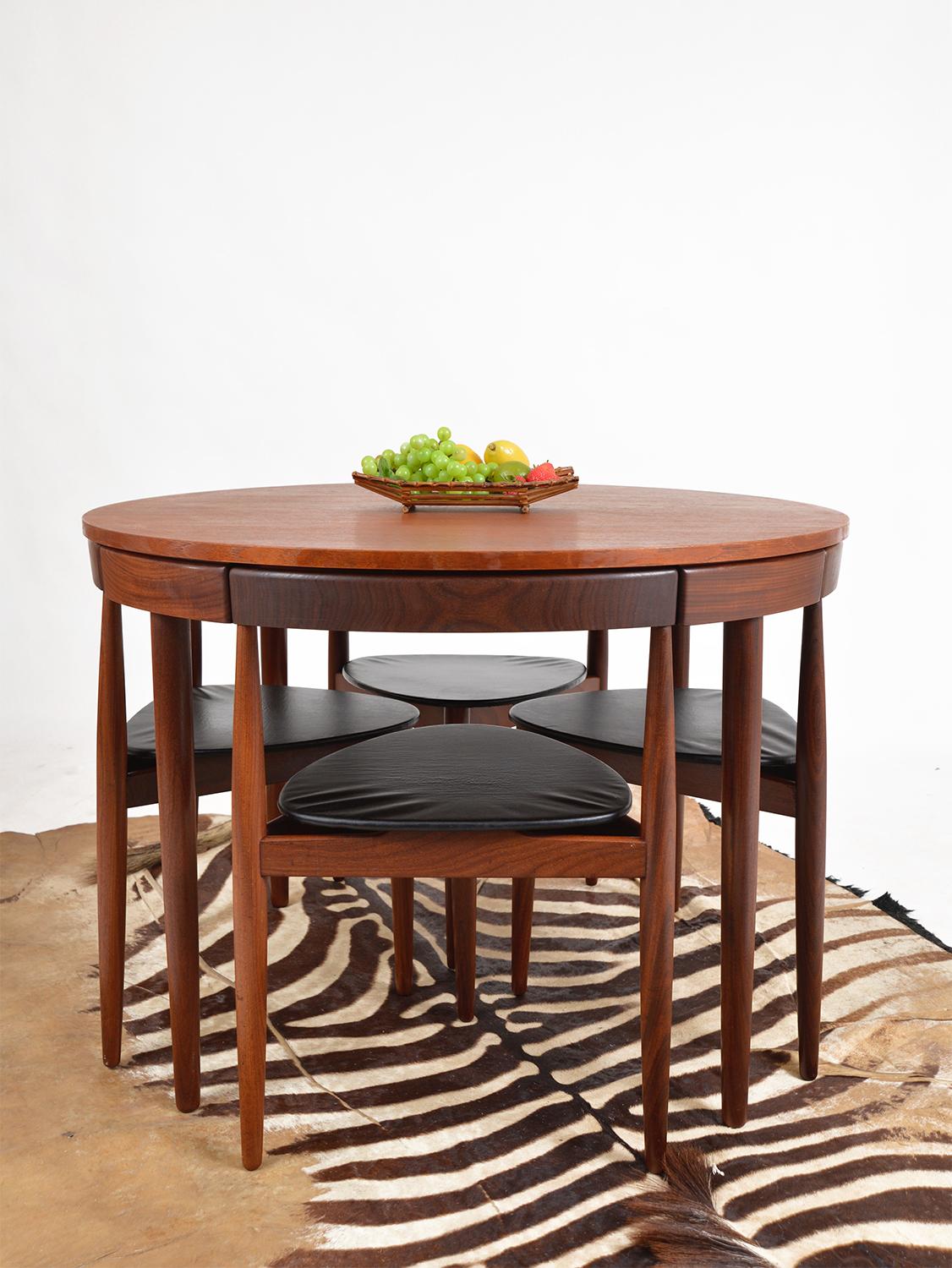 60s Midcentury Modern Danish Teak Frem Rojle ‘Roundette’ Dining Suite Hans Olsen 12