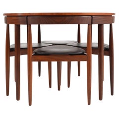 60s Midcentury Modern Danish Teak Frem Rojle 'Roundette' Dining Suite Hans Olsen