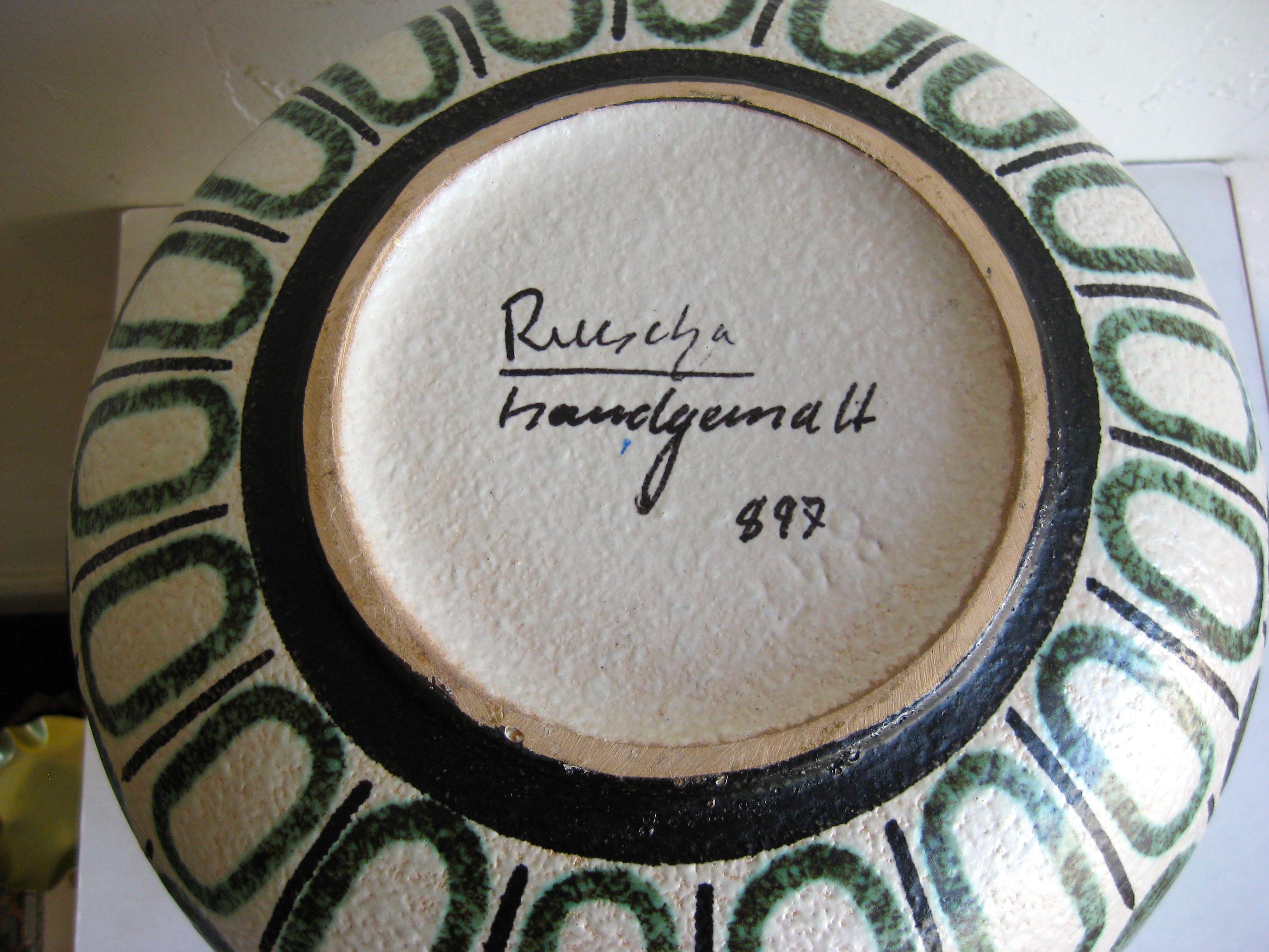 Modernist Ruscha Studio Ceramic Pottery Monumental Vase West Germany Bauhaus 8