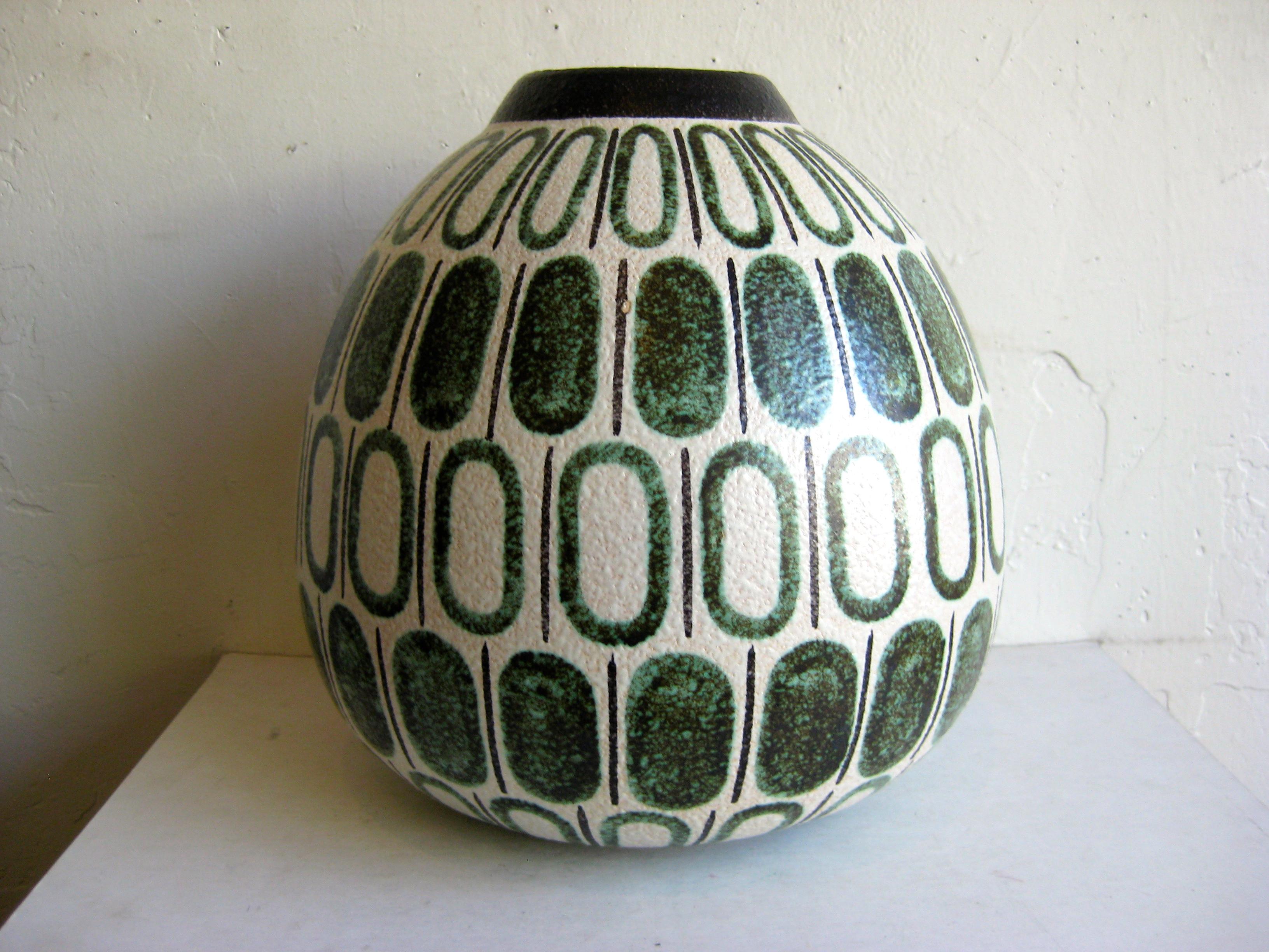20th Century Modernist Ruscha Studio Ceramic Pottery Monumental Vase West Germany Bauhaus