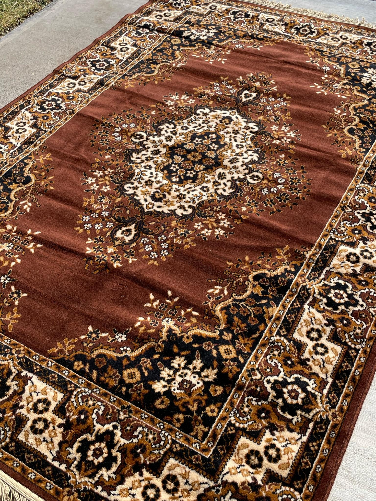 Belge 60's MOSSUL Brown Floral UNUSED Rya Rug Mid Century Modern en vente