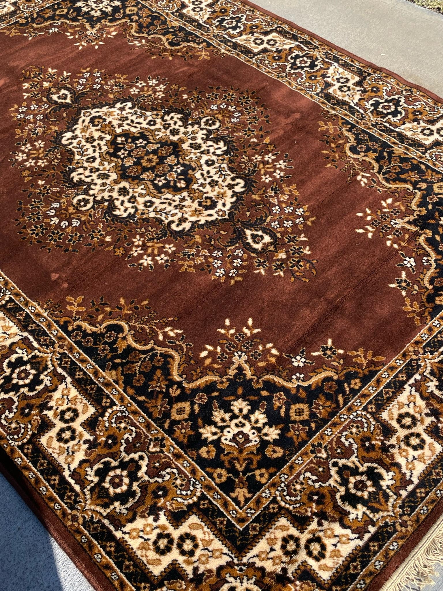 Milieu du XXe siècle 60's MOSSUL Brown Floral UNUSED Rya Rug Mid Century Modern en vente