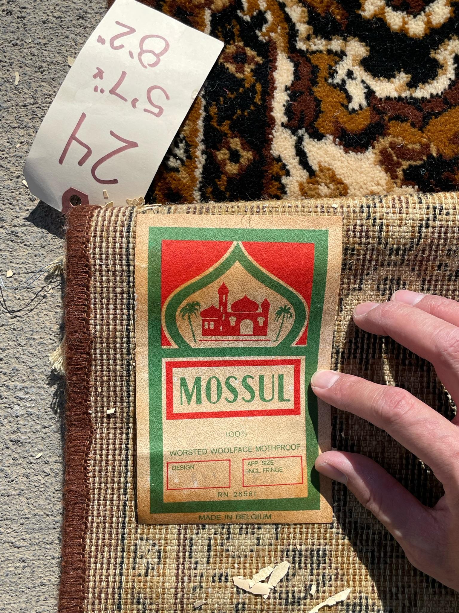 Laine 60's MOSSUL Brown Floral UNUSED Rya Rug Mid Century Modern en vente