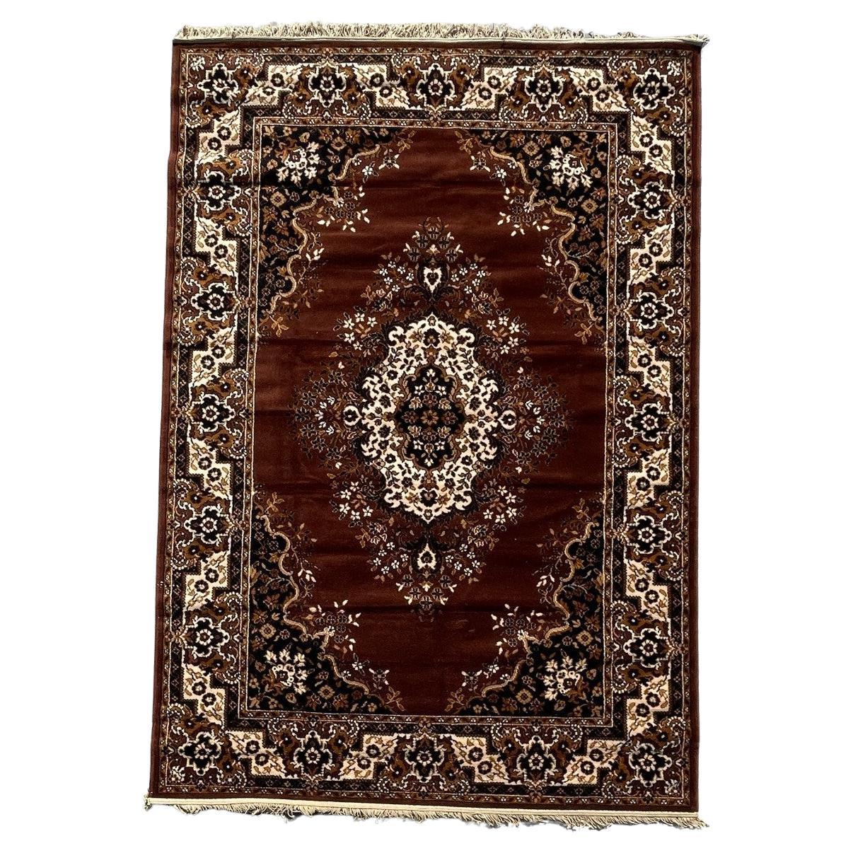 60's MOSSUL Brown Floral UNUSED Rya Rug Mid Century Modern