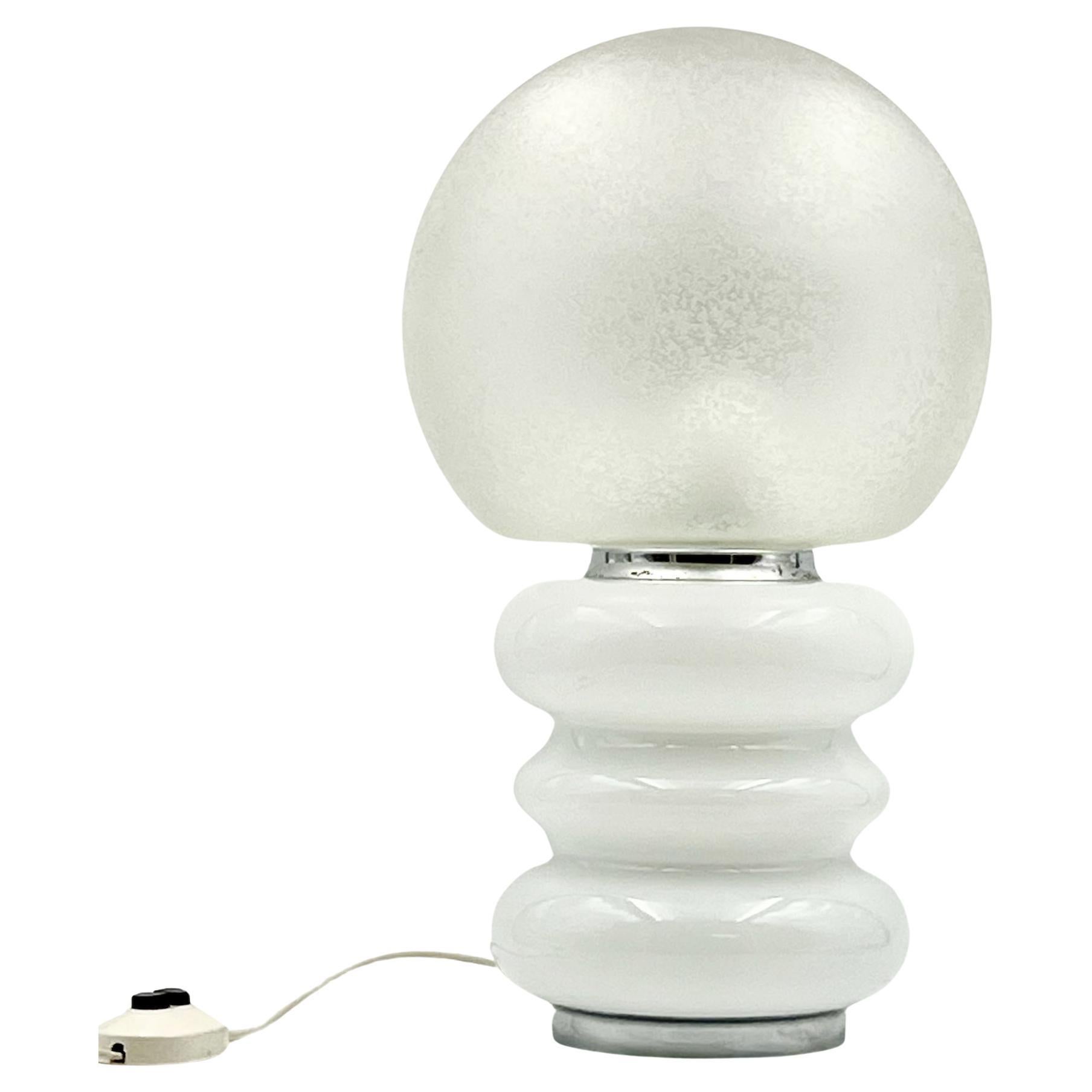 60s Murano Glass Table Lamp with Ice Crystal Effect - Iconic Design Lighting