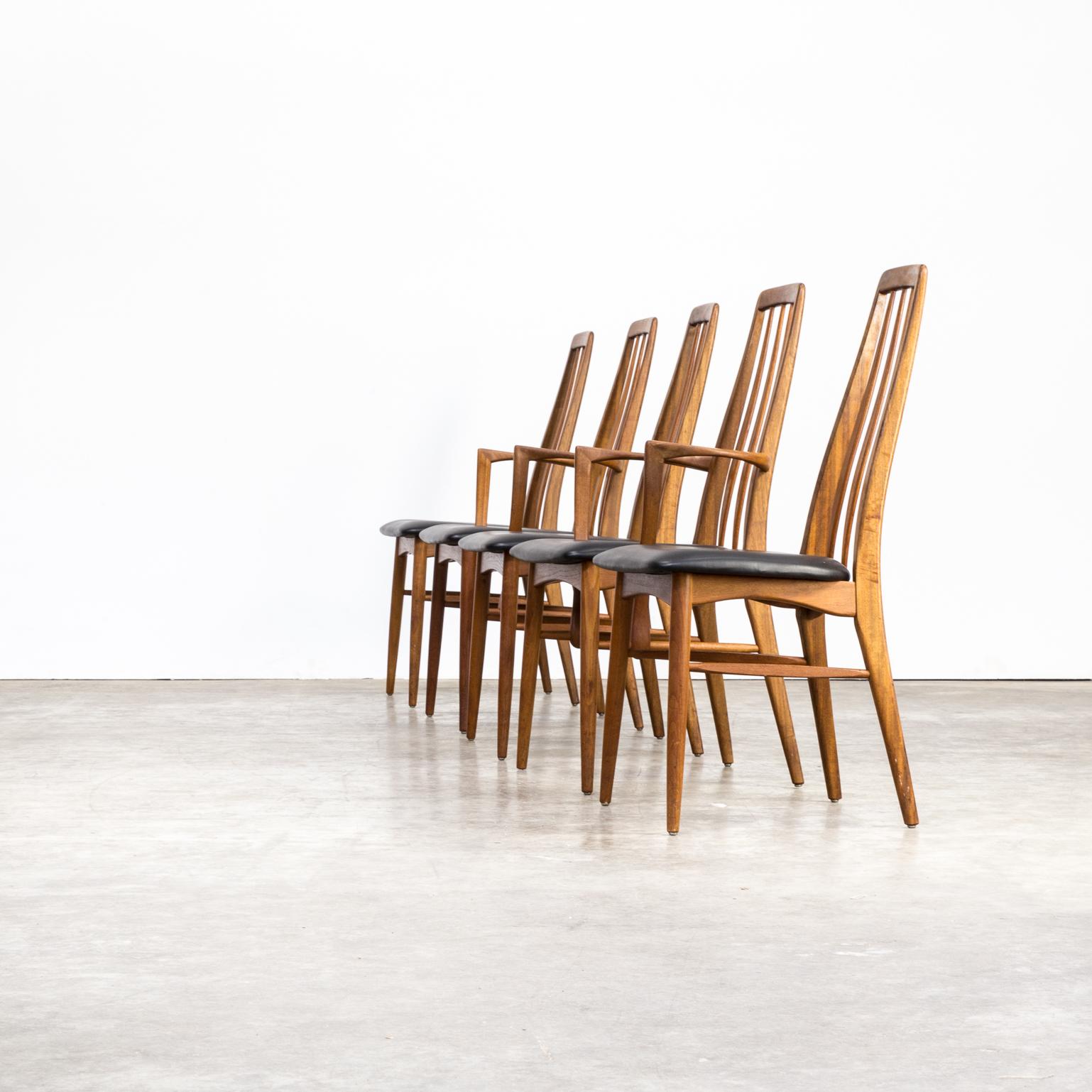 60s Niels Koefoed ‘eva’ dining chair for Koefoed Hornslet set/5. Good condition, consistent with age and use. Two chairs with armrests, three chairs without.