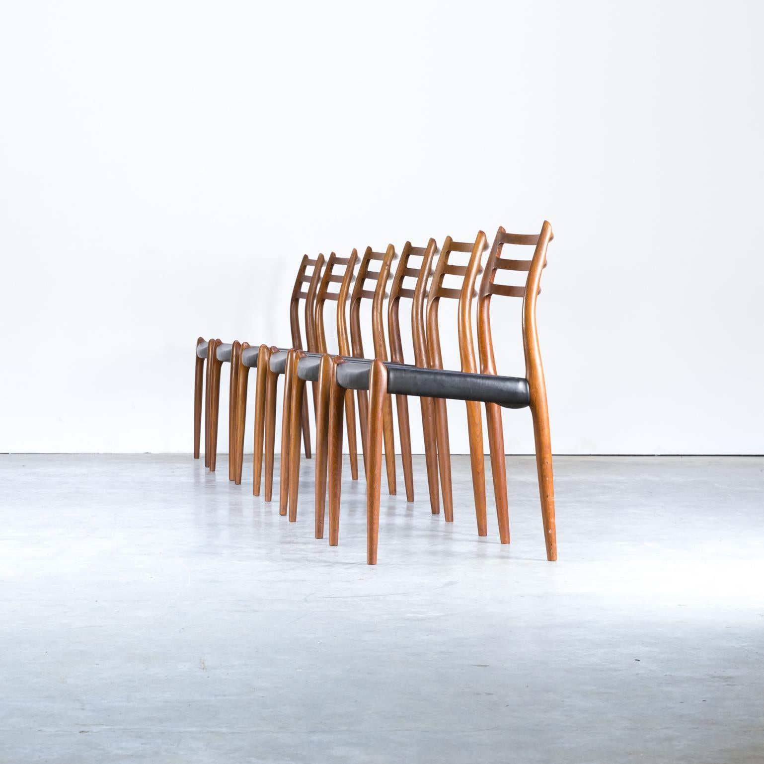 1960s Niels O. Møller ‘model No 78’ dining chairs for J.L. Møller set of 6. Good condition, consistent with age and use. One chair minor spot.