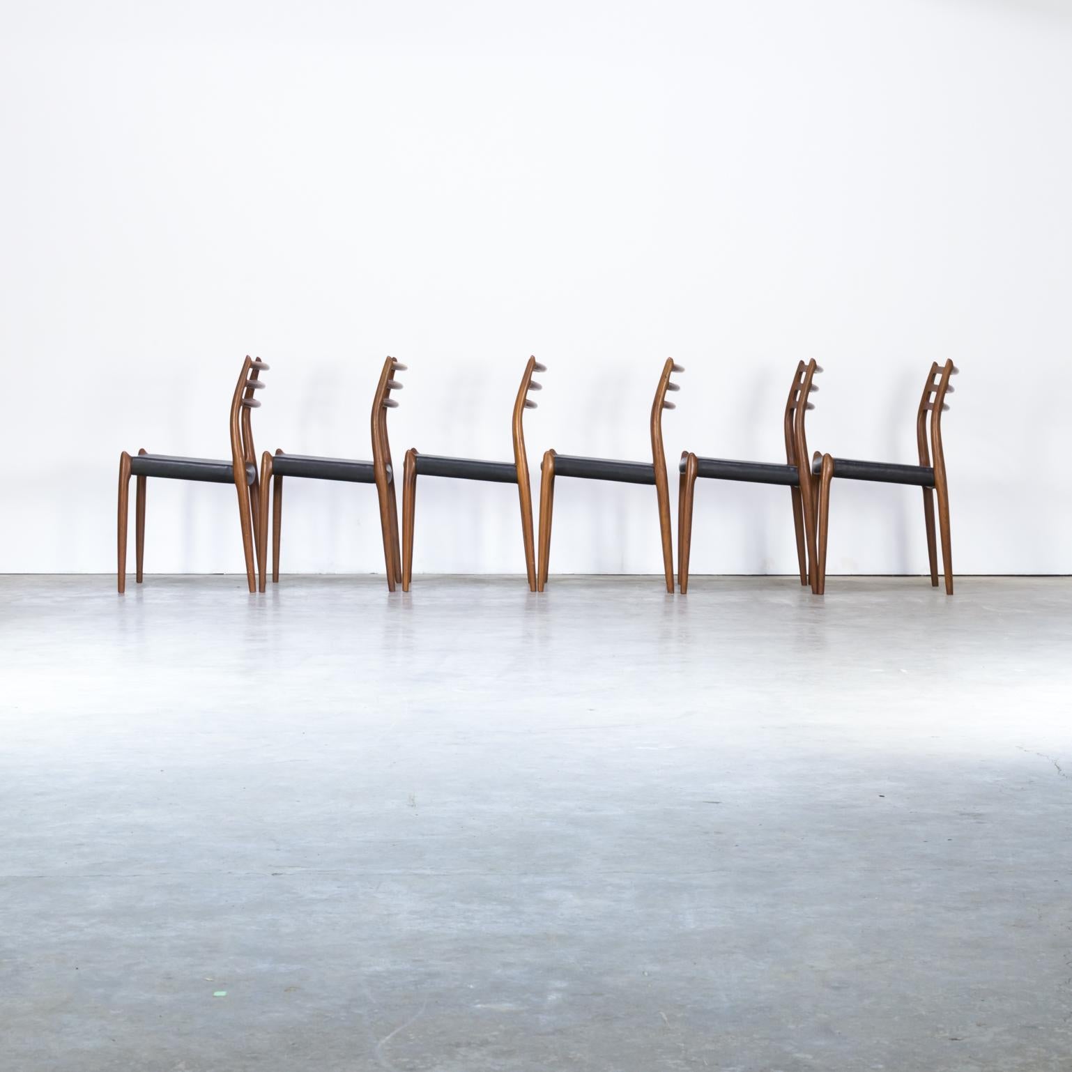 1960s Niels O. Møller ‘Model No 78’ Dining Chairs for J.L. Møller Set of 6 In Good Condition For Sale In Amstelveen, Noord