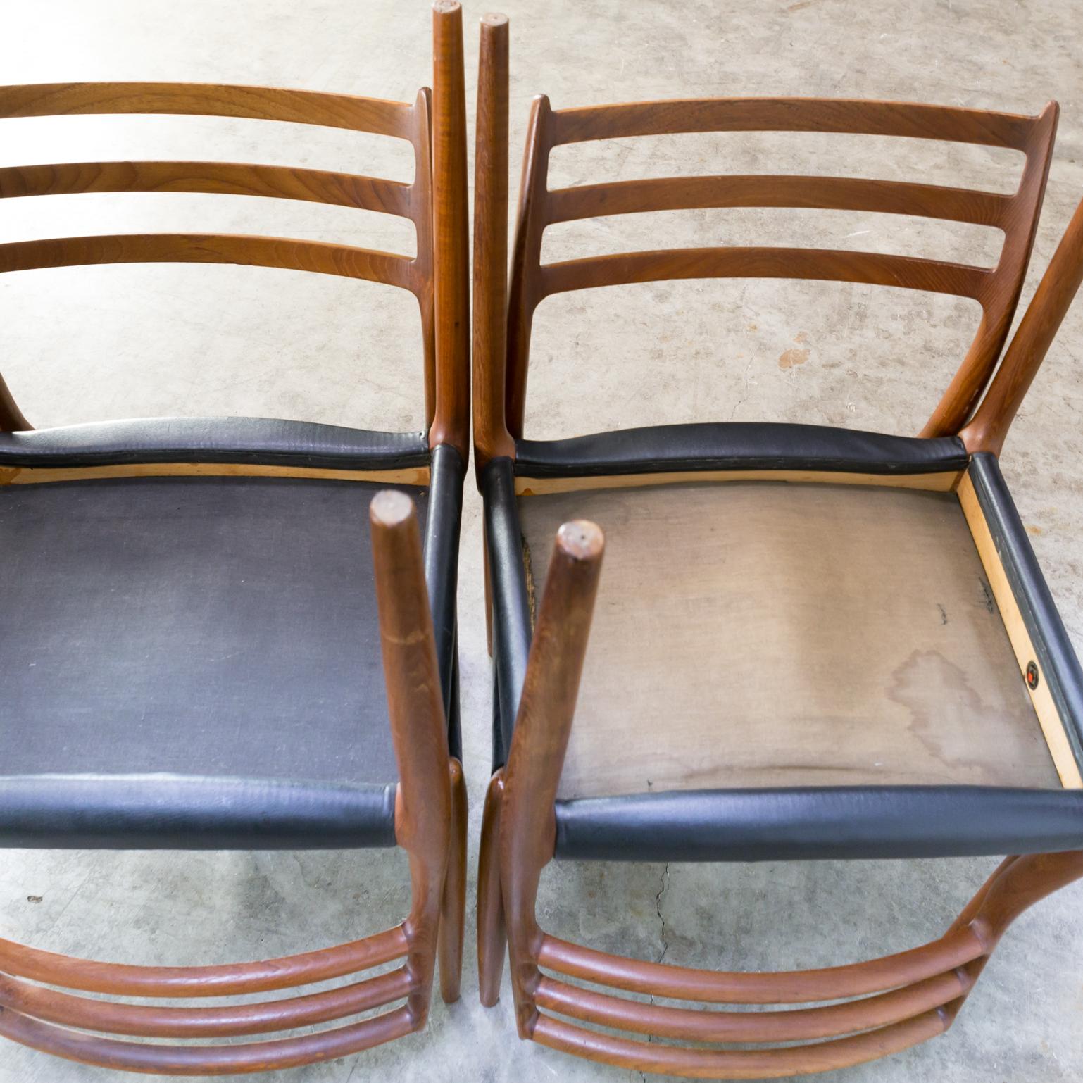 Teak 1960s Niels O. Møller ‘Model No 78’ Dining Chairs for J.L. Møller Set of 6 For Sale