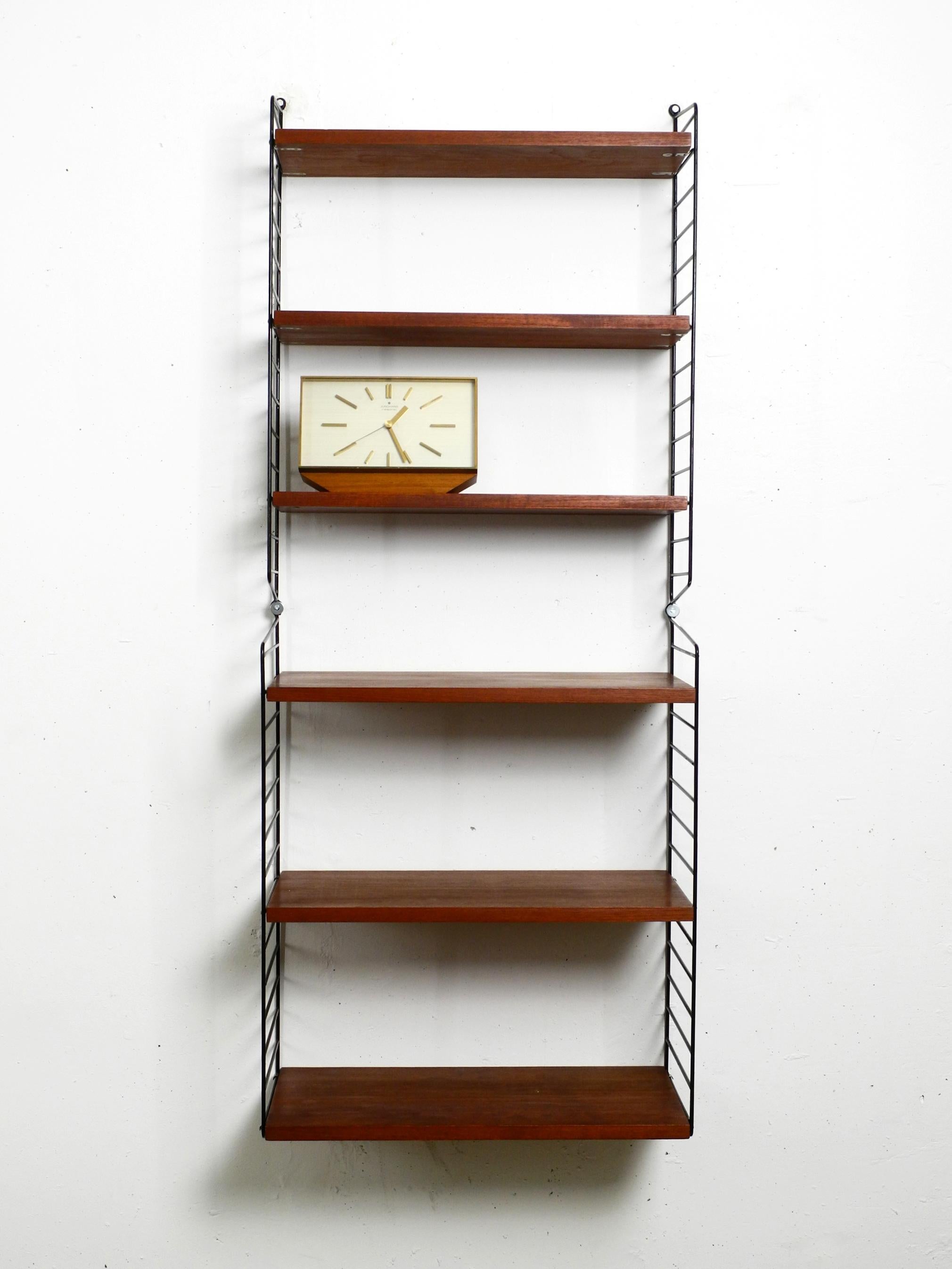 60s Nisse Strinning dark teak string shelf with six shelves and four ladders 10