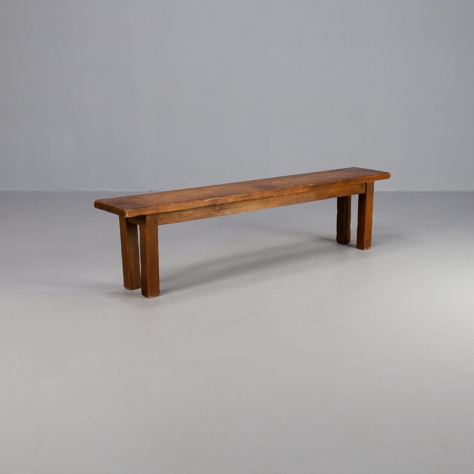 This bench can be directed to the beautiful brutalist cast wood furniture design. It shows its organic shapes and is after all those years still as beautiful as functional. A fine example of timeless design. The bench 180cm and also firm and stable